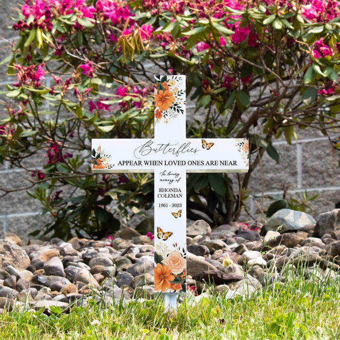 Personalized “Butterflies Appear” Memorial Solar Cross
