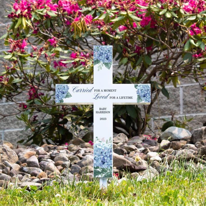 Personalized “Carried for a Moment…” Miscarriage Memorial Solar Cross