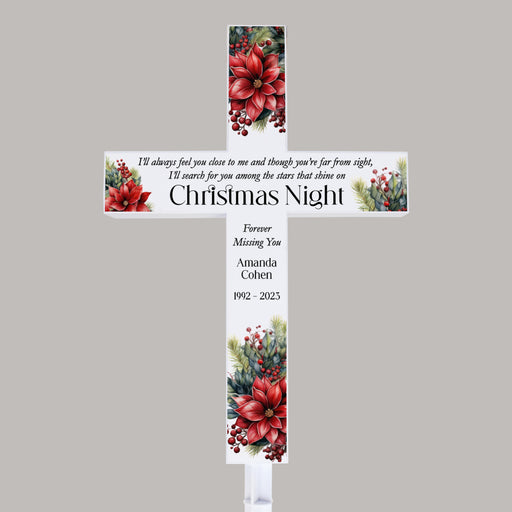 Christmas Memorial Cross Garden Stake