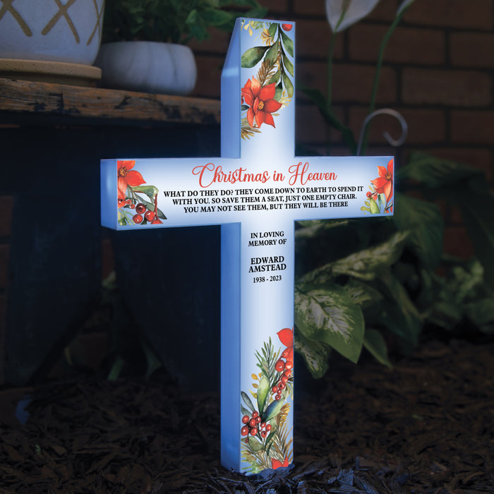 Personalized “Christmas in Heaven” Memorial Solar Cross