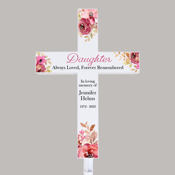 Personalized Daughter Memorial Cross Garden Stake