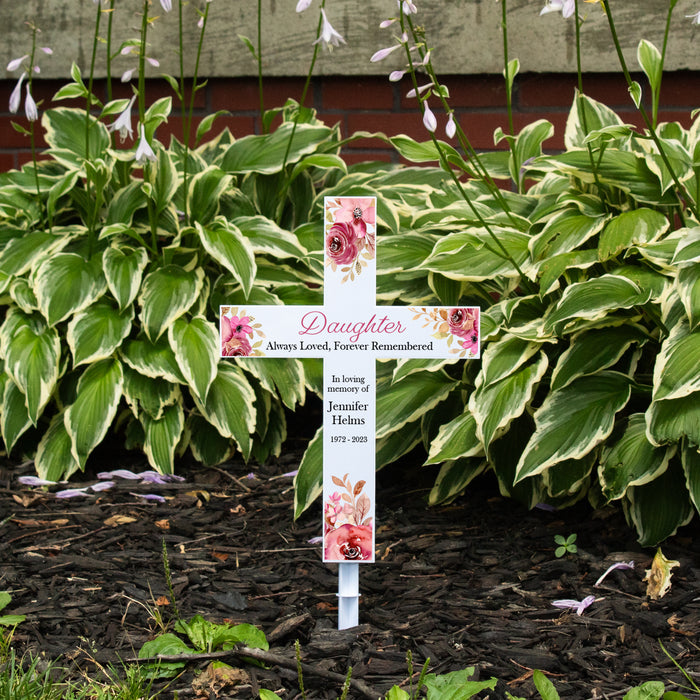 Personalized “Daughter Forever Remembered” Memorial Solar Cross