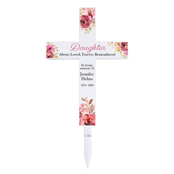 Personalized “Daughter Forever Remembered” Memorial Solar Cross