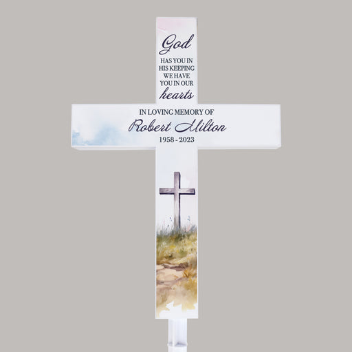 Personalized Religious Memorial Cross Garden Stake