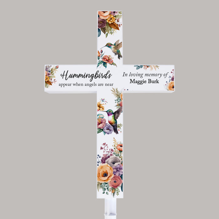 Personalized Hummingbird Sympathy Cross Stake