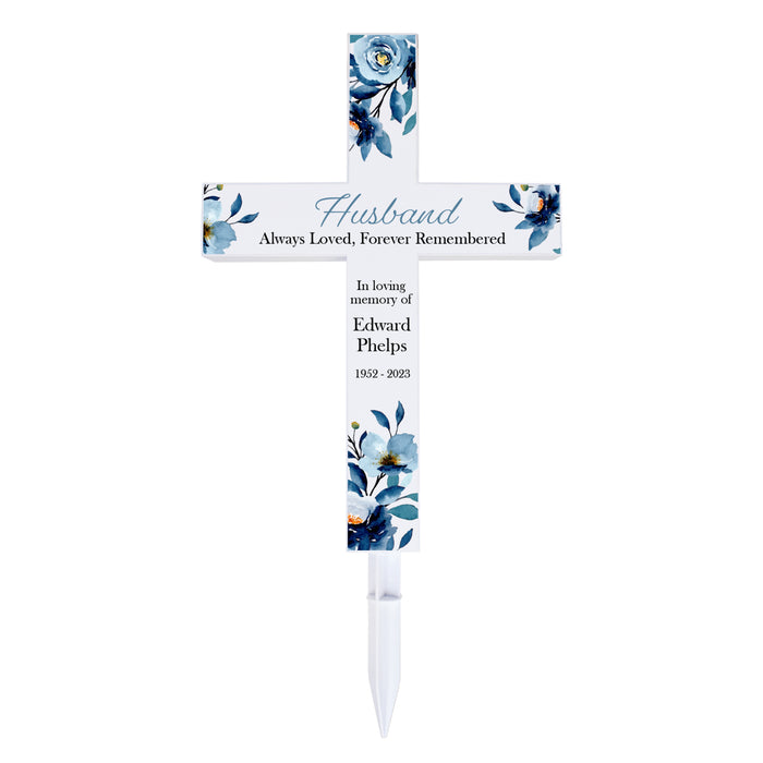 Personalized “Husband Forever Remembered” Memorial Solar Cross