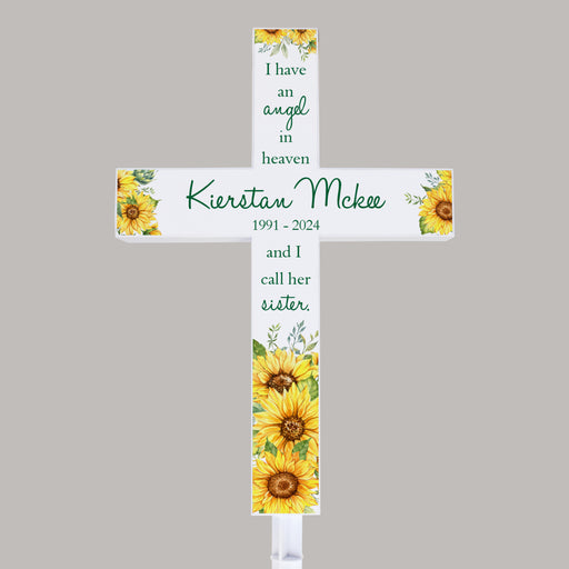 Personalized sister memorial garden stake cross