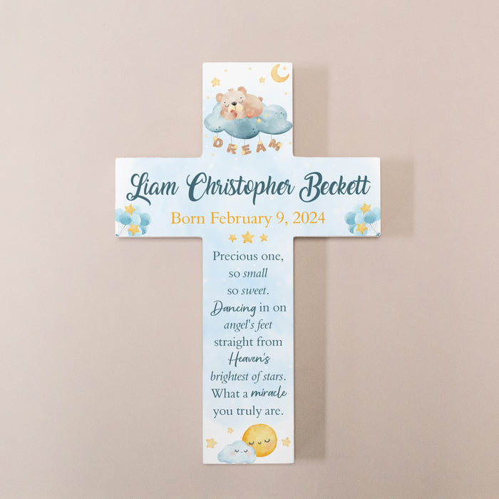 Personalized Baby Boy Nursery Cross Wall Sign