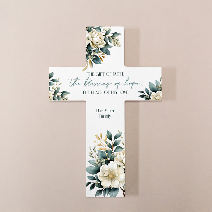 Personalized Faith Hope Love Cross Wall Sign