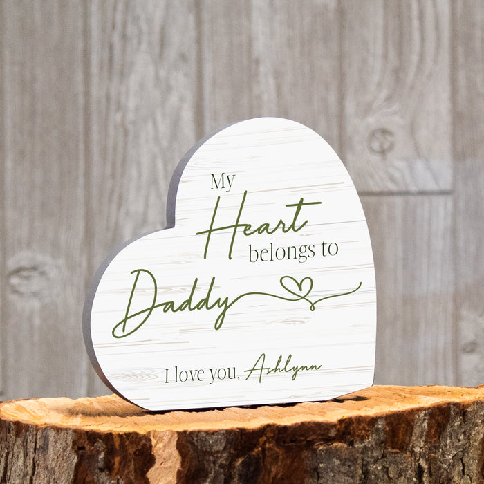 Personalized "My Heart Belongs To Daddy" Heart Keepsake