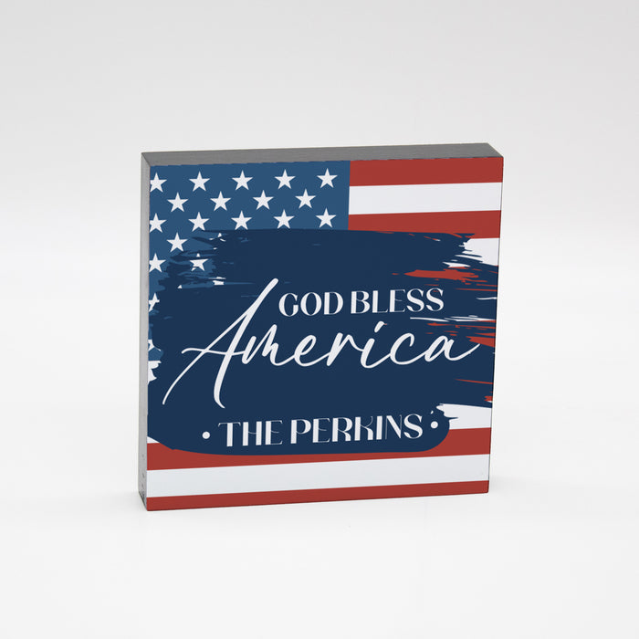 Personalized "God Bless America" Wooden Sign
