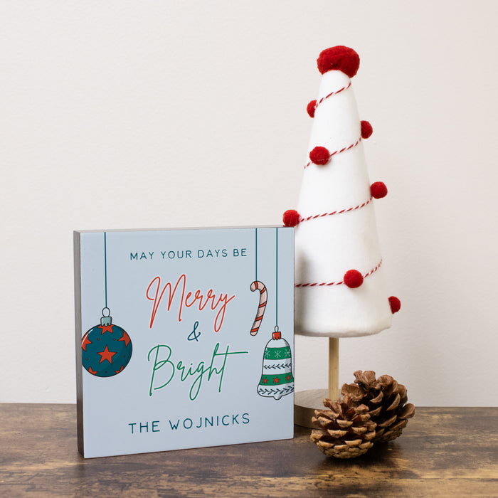 Personalized "Merry & Bright" Christmas Decor Sign
