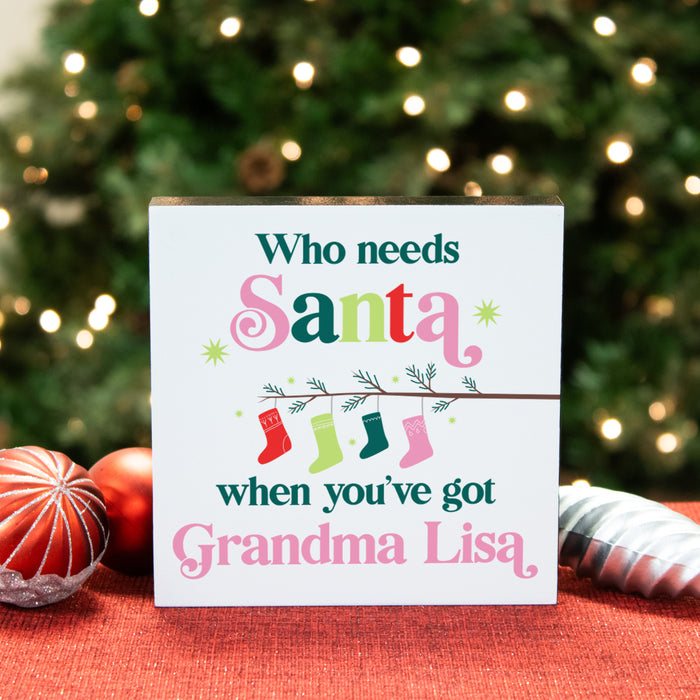 Personalized Who needs Santa Grandma Sign