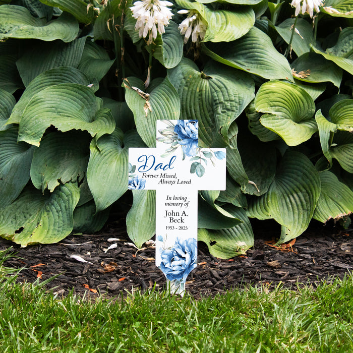 Personalized Dad Memorial Cross Garden Stake