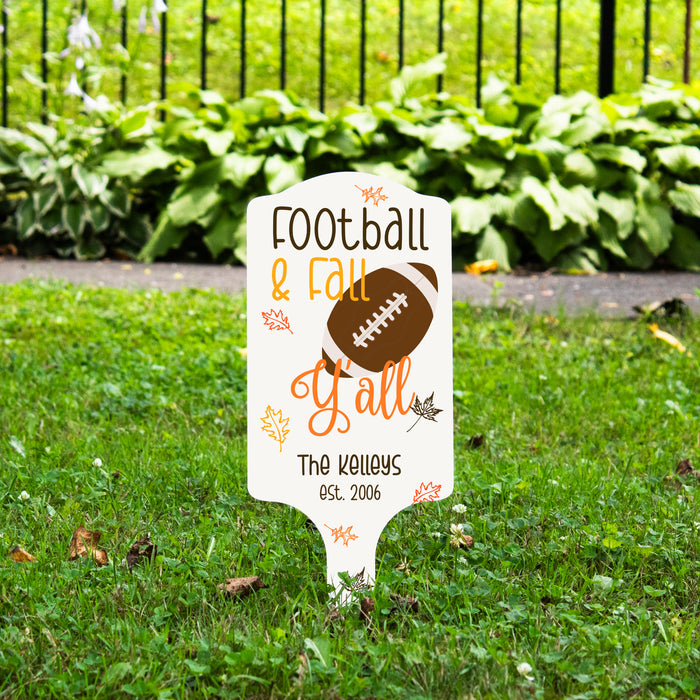 Personalized "Football & Fall Y'all" Garden Stake