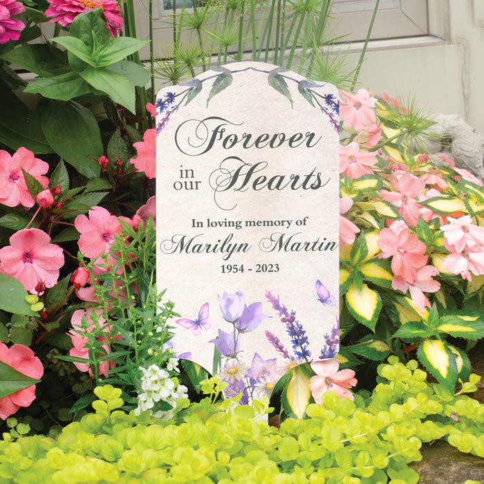 Personalized "Forever In Our Hearts" Memorial Garden Stake