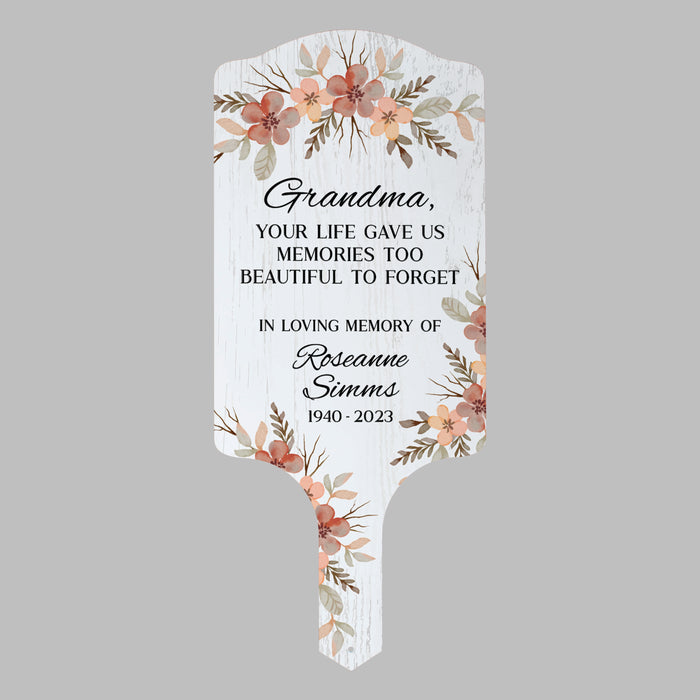 Personalized grandmother memorial garden stake