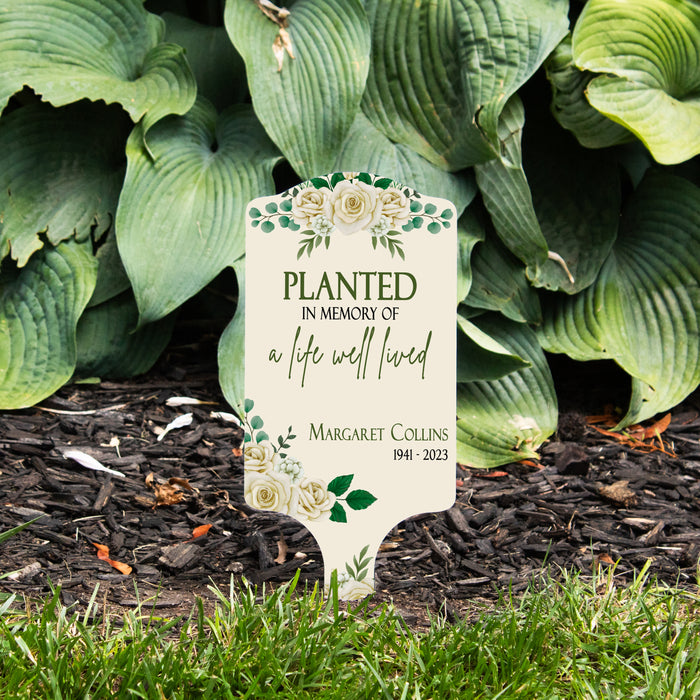 Personalized "Planted in Memory of a Life" Sympathy Garden Stake