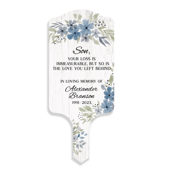 Personalized "Son Your Loss Is..." Memorial Garden Stake