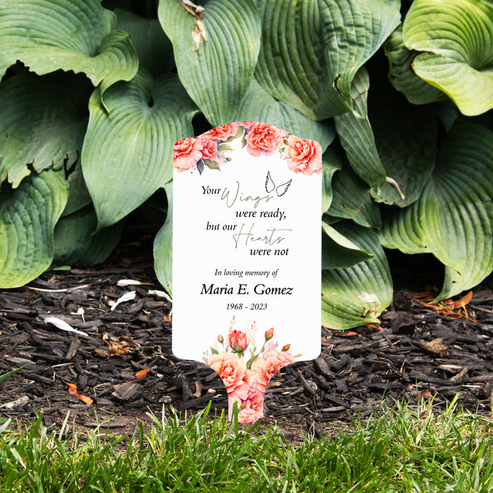 Personalized "Your Wings Were Ready" Memorial Garden Stake