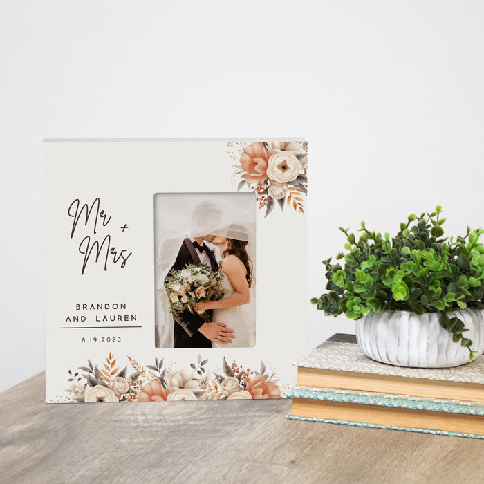 Personalized Mr and Mrs Floral Print Picture Frame