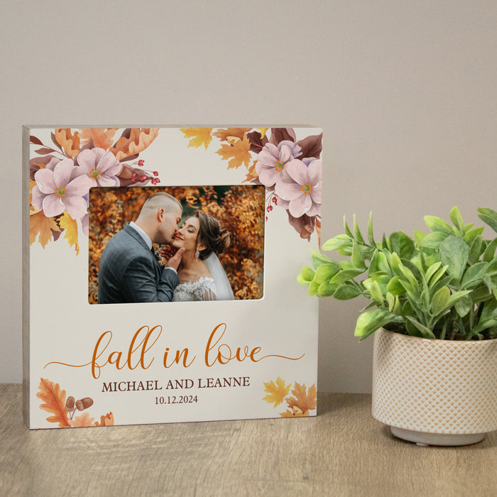 Personalized "Fall in Love" Autumn Wedding Picture Frame