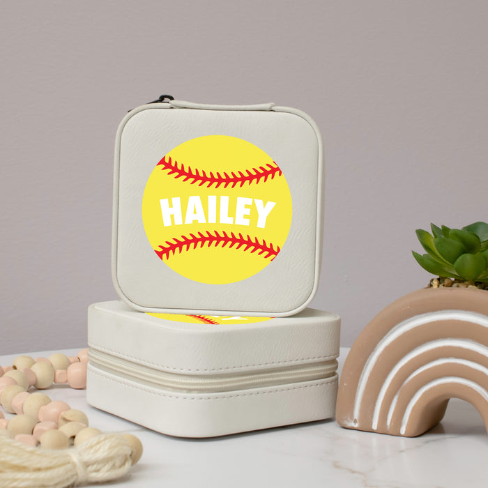 Personalized Softball Travel Jewelry Box