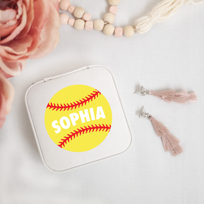 Personalized softball jewelry box