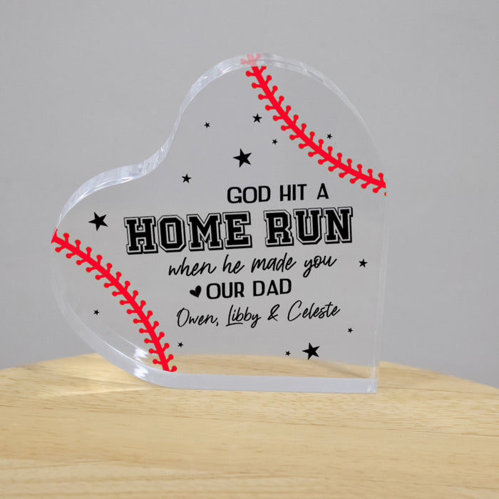 Personalized Baseball Dad Heart Keepsake