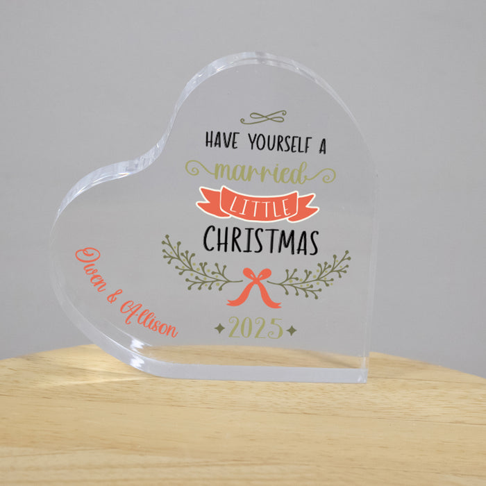 Personalized First Married Christmas Heart Keepsake