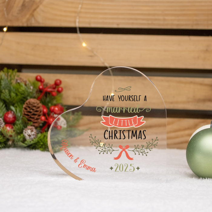 Personalized First Married Christmas Heart Keepsake