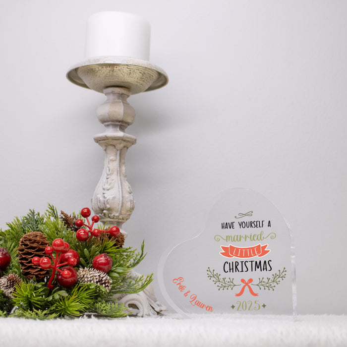 Personalized First Married Christmas Heart Keepsake