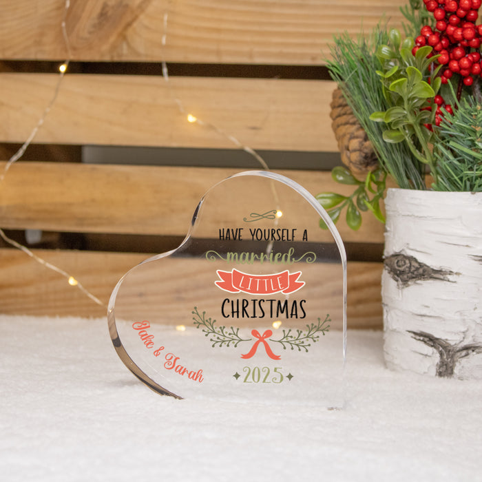 Personalized First Married Christmas Heart Keepsake