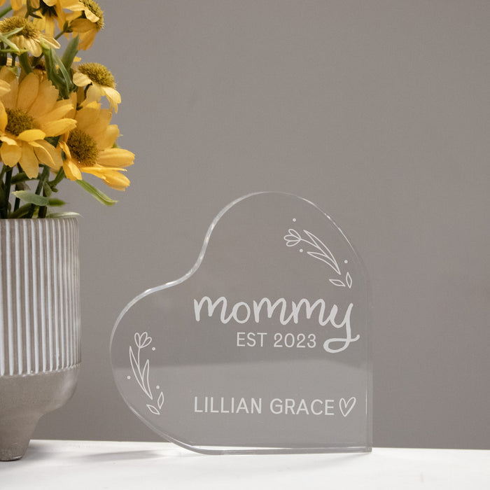 Personalized Mommy Est Acrylic Heart