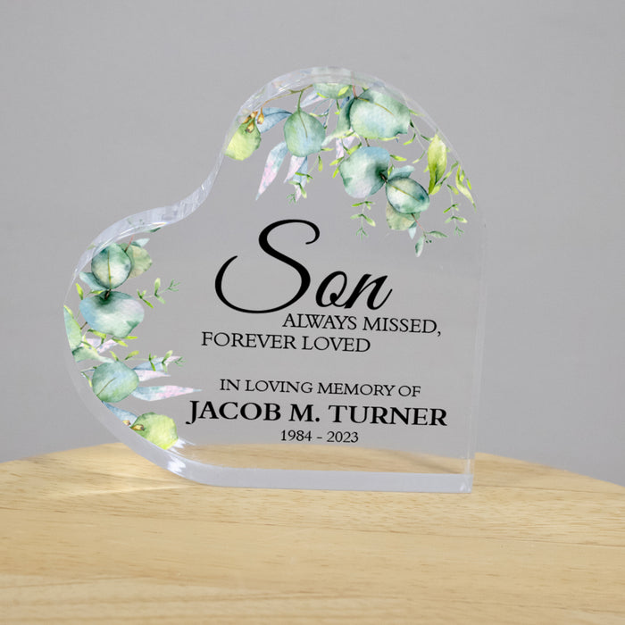 Personalized Son Memorial Heart Keepsake