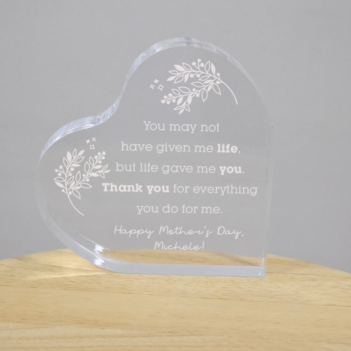 Personalized Step Mom Mother's Day Acrylic Heart