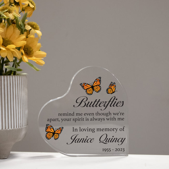Personalized Butterfly Memorial Acrylic Heart Gift