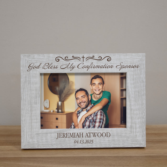 Personalized "God Bless My Confirmation Sponsor" Picture Frame