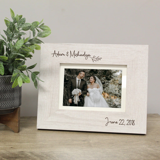 White / Horizontal Personalized Couple Anniversary Picture Frame