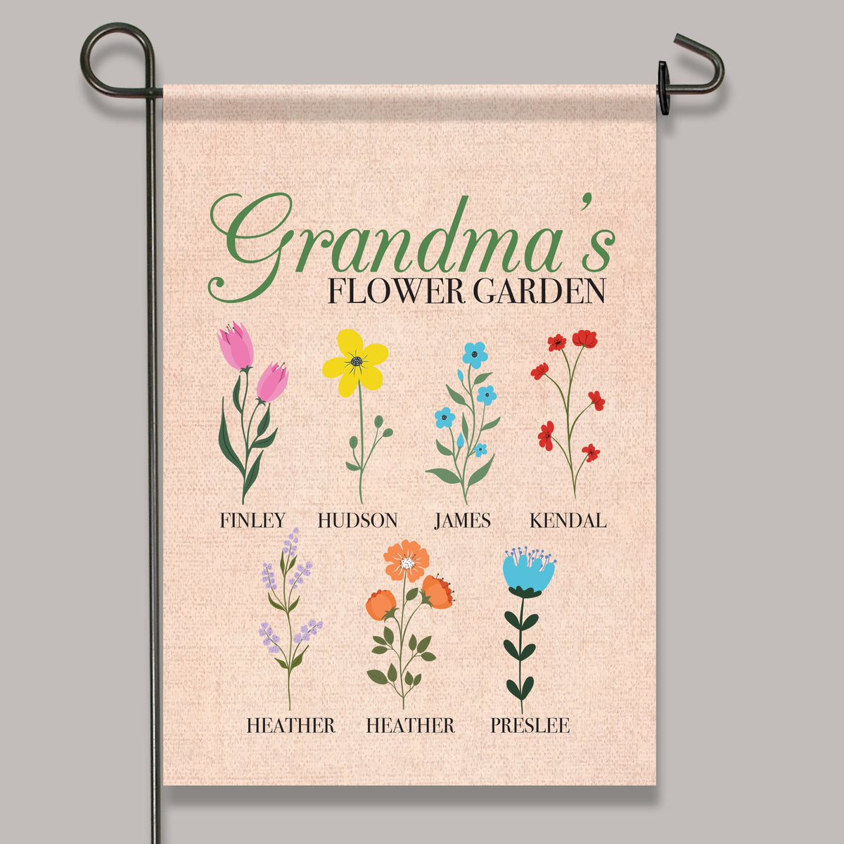 Personalized Grandma Flag Sign - Gift Idea For Grandma - Up to 10 Kids - Grandma's Garden main image 0