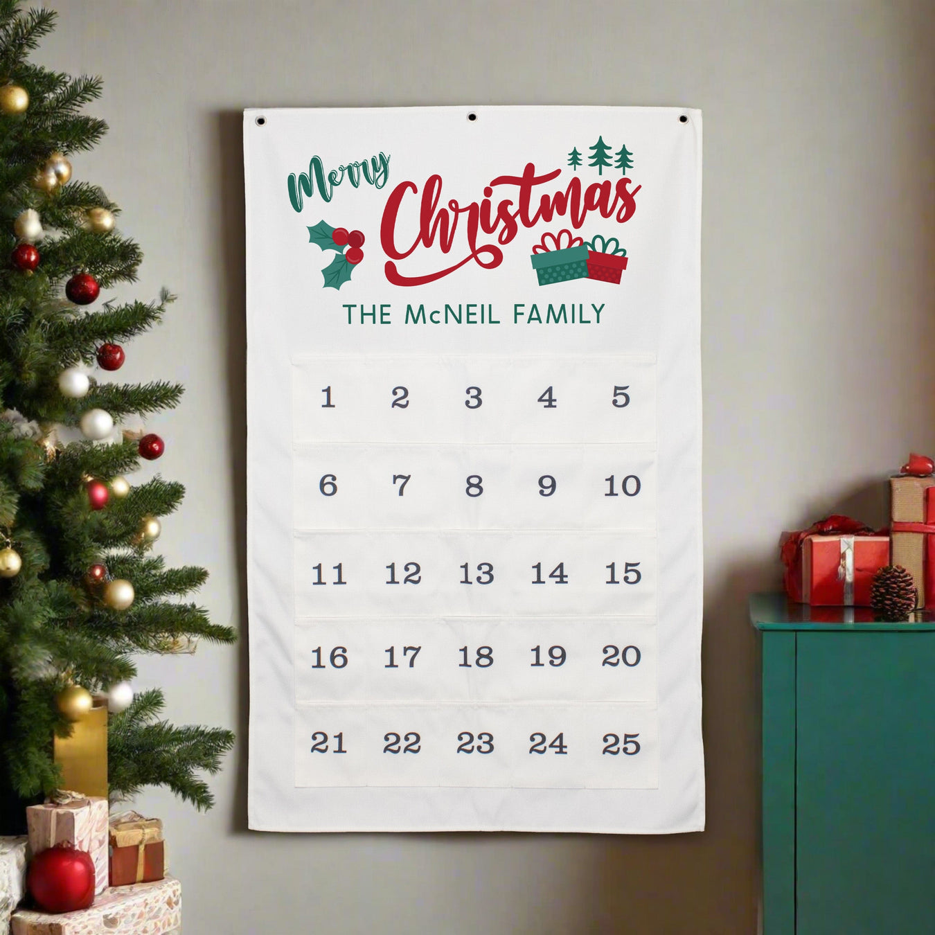 Personalized "Merry Christmas" Family Advent Calendar