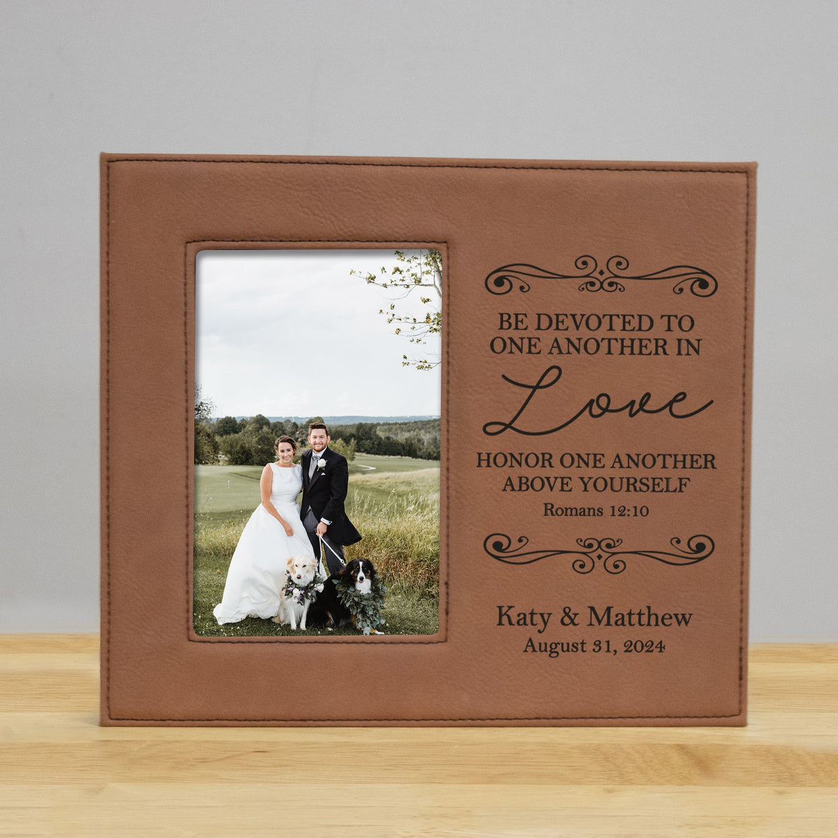 Personalized Romans 12:10 Religious Wedding Picture Frame — 28 Collective