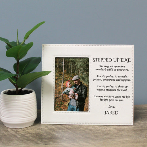 White Personalized Stepped Up Dad Picture Frame
