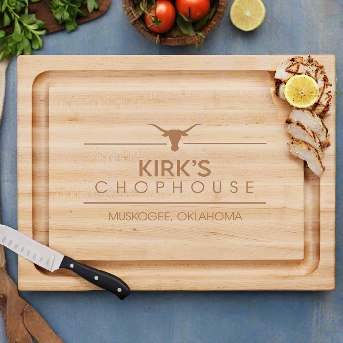 Personalized Chophouse Butcher Block Cutting Board in Maple