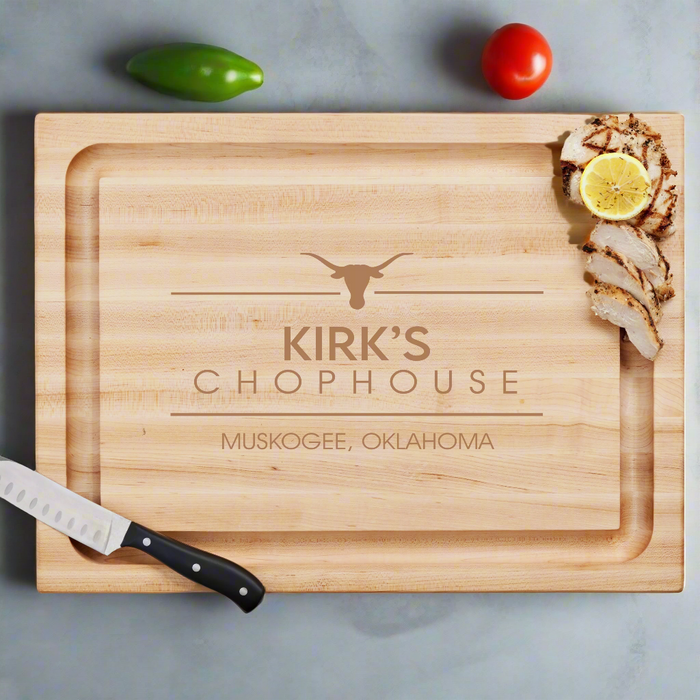 Personalized Chophouse Butcher Block Cutting Board in Maple