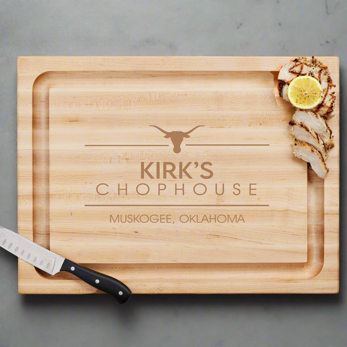 Personalized Chophouse Butcher Block Cutting Board in Maple