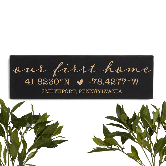 Personalized Our First Home Coordinates Wall Sign