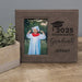 gray leather frame with '2025 Kindergarten Graduate Jeremy' text and a photo of a child in graduation attire.