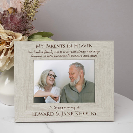 Personalized Parents Memorial Picture Frame in Rustic White
