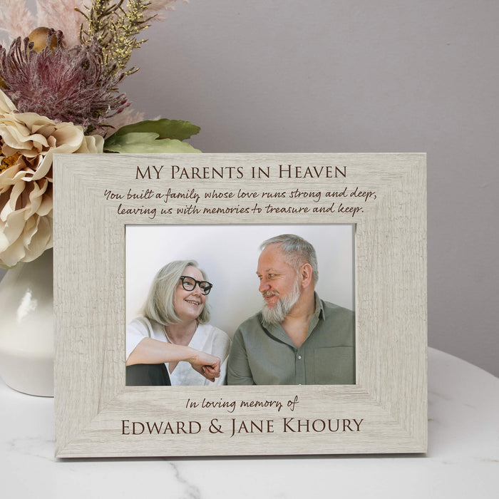 Personalized Parents Memorial Picture Frame in Rustic White
